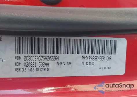 2016 Dodge Challenger Sxt z USA, uszkodzony, nr VIN 2C3CDZAG7GH202264